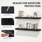 Floating Shelves for Wall, 40" W x 8" D x 1.5" H, Wooden Wall Mounted Display Shelves with Invisible Brackets for Living Room, Bedroom, Bathroom, Kitchen Decor and Storage, Set of 2, Black