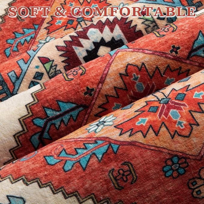 SERISSA 5x7 Washable Non Slip Boho Area Rug - Image 4