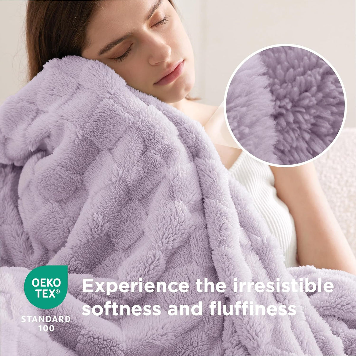 Bedsure GentleSoft King Size Blanket for Bed - Super Soft Cozy Blankets for Women Men Girls, Large Fuzzy Fleece Throw for Bedroom Decor, Lavender Fog,108x90 Inches