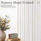 Beige White Pinch Pleated Linen Semi Sheer Curtains 54 Inch Length 2 Panels | - Image 2