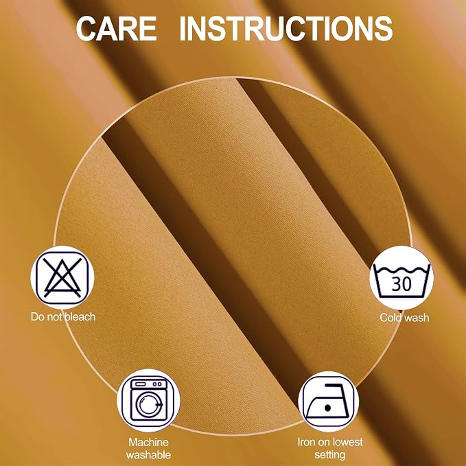 Mustard Yellow Blackout Curtains 52 x 63 Inch Length/Set of 2 Curtain - Image 4
