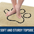 OLANLY Dog Door Mat for Muddy Paws 48x30, Paw Print Design Chenille Mud Mat | - Image 4