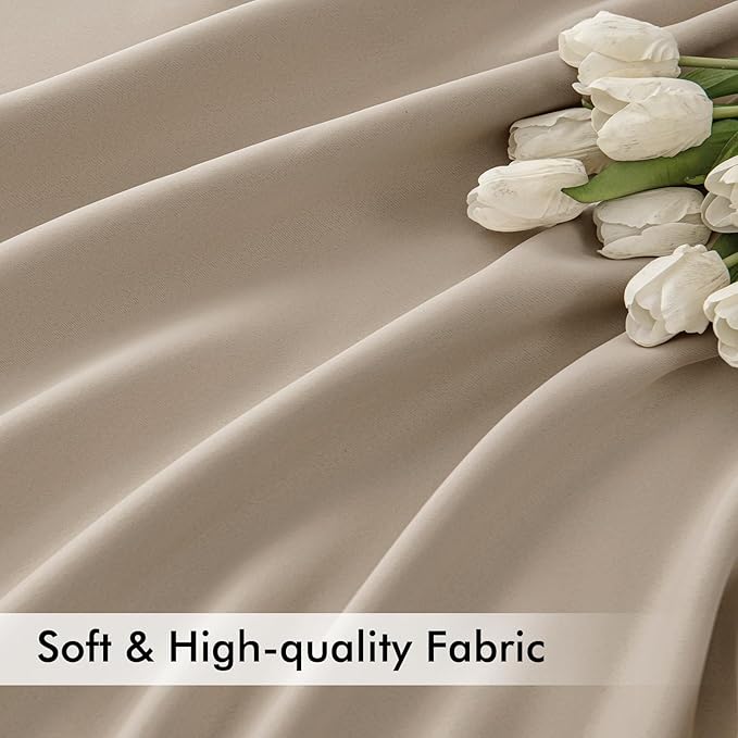 MIULEE Taupe Back Tab Blackout Curtains 52x120 Inch Long 2 Panels Set | Rod - Image 6