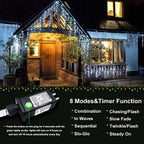 Icicle Christmas Lights Outdoor - 33ft 400 LED Icicle Lights for Outside with 75 Drops Waterproof Plug in Fairy String Lights with Timer for Party, Holiday, Wedding, Christmas Decoration, Cool White