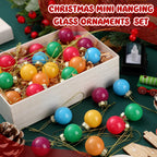 Tioncy 32 Pcs 1 Inch Mini Glass Christmas Ornaments Balls Shiny Christmas Balls Tiny Tree Hanging Decoration Small Colorful Ball Pendant for Xmas Party Supplies(Neon Color)