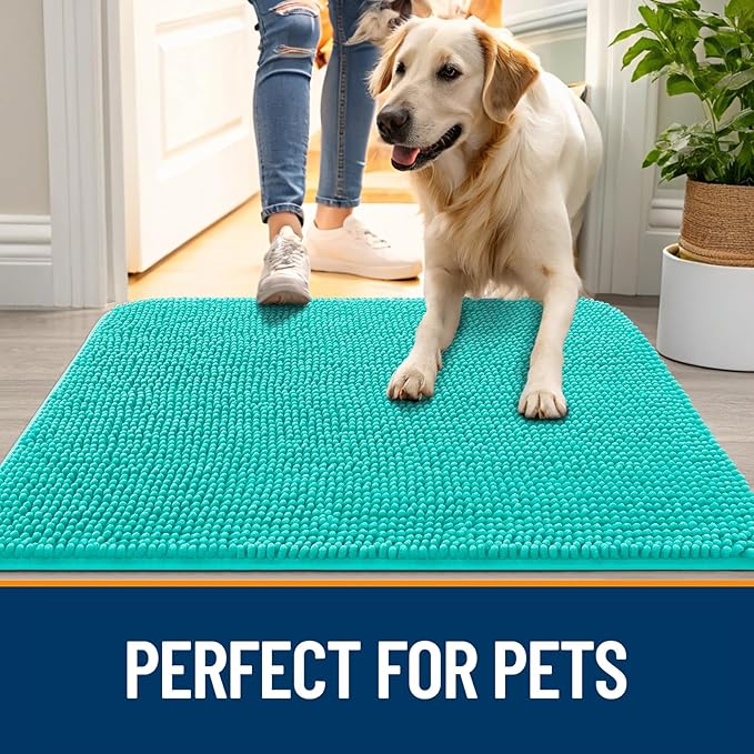 OLANLY Dog Door Mat for Muddy Paws 32x20, Super Absorbent Chenille Mud Mat | - Image 6