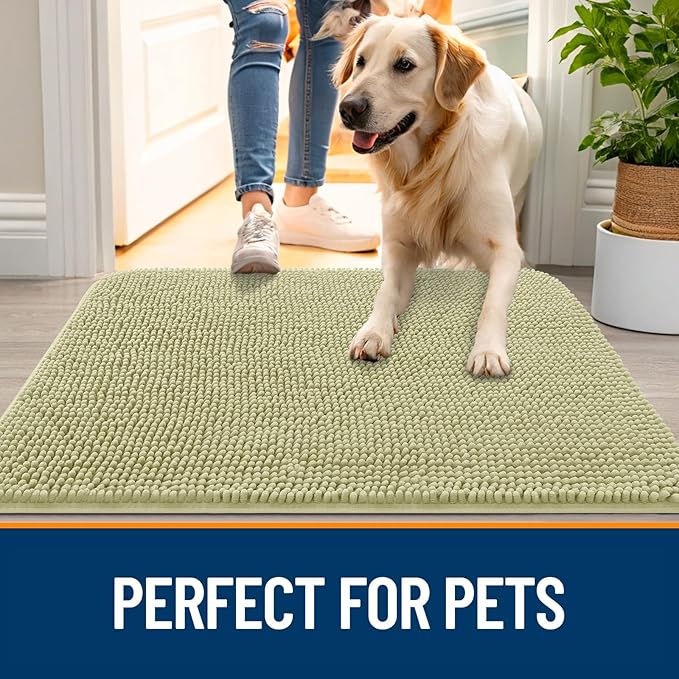 OLANLY Dog Door Mat for Muddy Paws 54x32, Super Absorbent Chenille Mud Mat | - Image 6