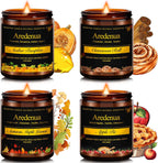 Fall Candles Set | 4 Pack Autumn Scented Candles, Soy Candles for Home Scented, Cozy Seasonal Candle Gifts for Women Men - Fall Scents of Cinnamon Roll/Pumpkin/Autumn Leaves/Apple Pie
