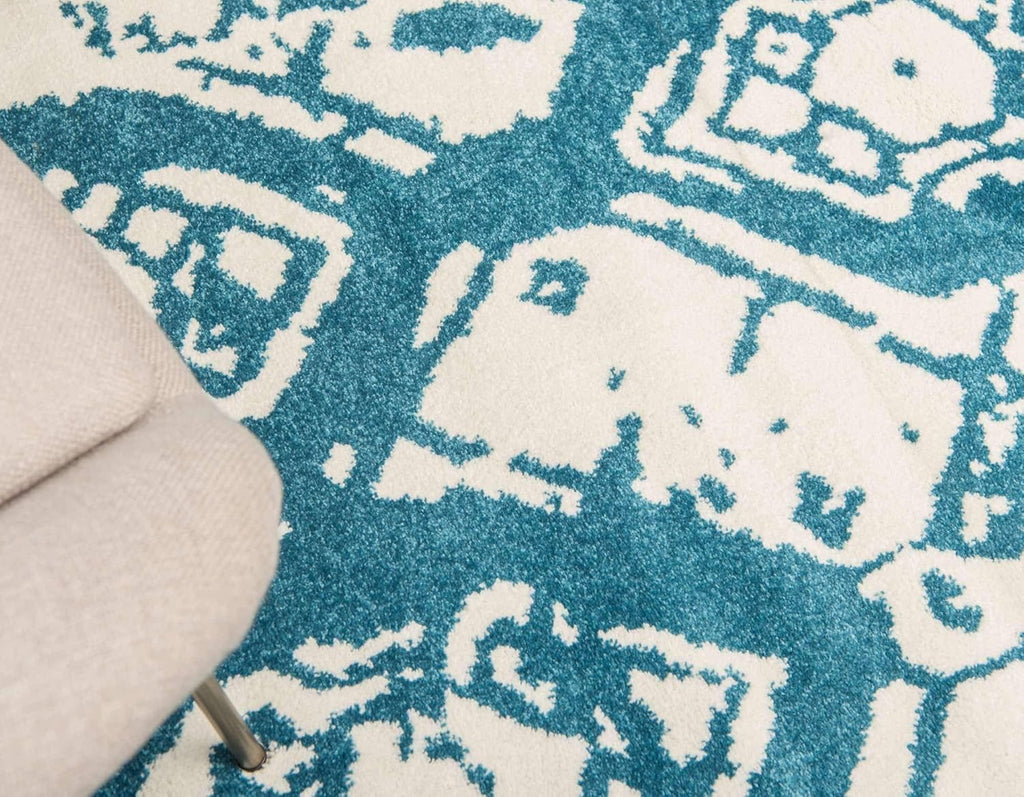 Unique Loom Rosso Collection Vintage Traditional Distressed Blue Round Rug (3' 3 x 3' 3)