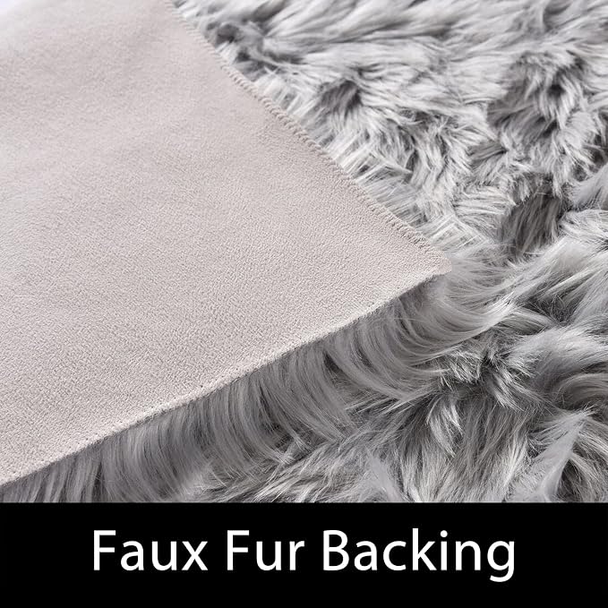 Latepis 2x8 Runner Non-Slip Grey Fluffy Rugs - Image 3