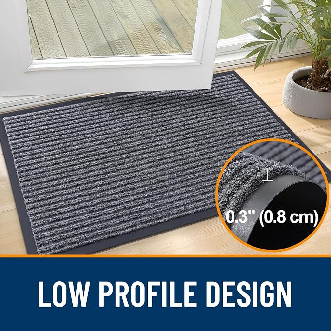 OLANLY 2-Pack Front Door Mats 29.5x17, Waterproof Heavy-Duty Doormats | Grey - Image 4