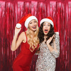 GOER 6.4 ft x 9.8 ft Metallic Tinsel Foil Fringe Curtains,Pack of 2 Party Streamer Backdrop for Birthday,Graduation Decorations and New Year Eve (Burgundy)