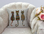 TSSOHU Cute Animal Cat Throw Pillow Cover Patio Furniture Knitted Design Kitten Family Decorative Cushion Cases Home Décor for Couch Bed Sofa 18x18 Inch