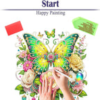 Diamond Painting Kits for Adults Beginners, 5D Full Drill Flowers and Butterfly Crystal Art Desktop Ornament, DIY Single Sided Home Office Desk Decor, Creative Craft Gift Set with Tools