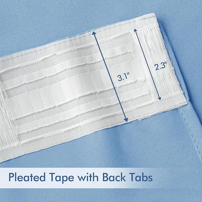 MIULEE Sky Blue Back Tab Blackout Curtains 52x84 Inch Length 2 Panels Set | Rod - Image 4