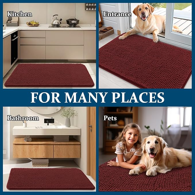 OLANLY Dog Door Mat for Muddy Paws 54x32, Super Absorbent Chenille Mud Mat | - Image 8