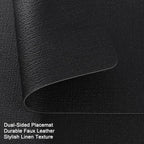 Myir JUN Placemats Dual Sided, Faux Leather Place Mats Set of 8 Indoor Placemats for Dining Table Non-Slip Washable Placemats Heat Resistant Outdoor Table Mats (Set of 8, Black)
