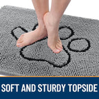 OLANLY Dog Door Mat for Muddy Paws 44x24, Paw Print Design Chenille Mud Mat | - Image 4