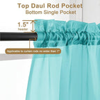 Chyhomenyc Sheer Turquoise Curtains 90 inches Long 2 Panels, Light Filtering - Image 2