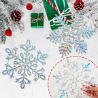 Winter Wonderland Frozen Birthday Party Decoration Large Snowflake Ornament Clearance- 6pcs 11.8”Large Iridescent Hanging Snowflakes Christmas Ornaments for Christmas Tree Outdoor Xmas Decor Supplies
