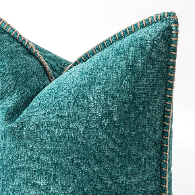 MIULEE Decorative Couch Throw Pillow Covers 22x22 Inch Teal 2 Pack | Farmhouse - Image 2