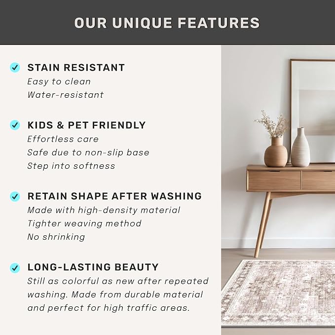 Beige Boho Rug for Living Room 8x12 - Image 7