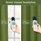 100% Blackout Linen Bedroom Curtains 63 Inches Long 2 Panels | Sage Green - Image 6