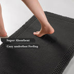 RESARE Waffle Bathroom Runner Rugs, Non Slip Boho Bath Mat 24"x48" Black | Long - Image 3