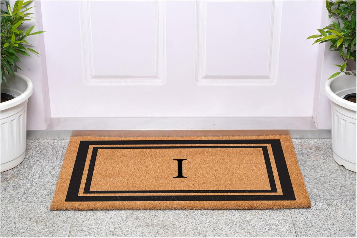 Calloway Mills 152962436I Black Border 24" x 36" Monogram Doormat, (Letter I)