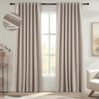 Topfinel 94 Inches Long Taupe Flax Custom Blackout Linen Curtains, Viral Ivory by Topfinel