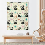 ICMOLYYENLO Abstract Cat Tapestry, Medieval Abstract Atomic Star Cat Vintage Home Wall Hanging Art Tapestry for Bedroom Living Room Dormitory 60x80 Inch