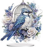 Diamond Painting Kits for Adults Beginners, 5D Full Drill Bird Crystal Art Desktop Ornament, DIY Single Sided Home Office Desk Decor, Creative Craft Gift Set with Tools
