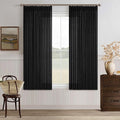 Black Pleated Linen Blend Semi Sheer Rustic Kitchen Curtains 63 Inch Long | by Twodrapes