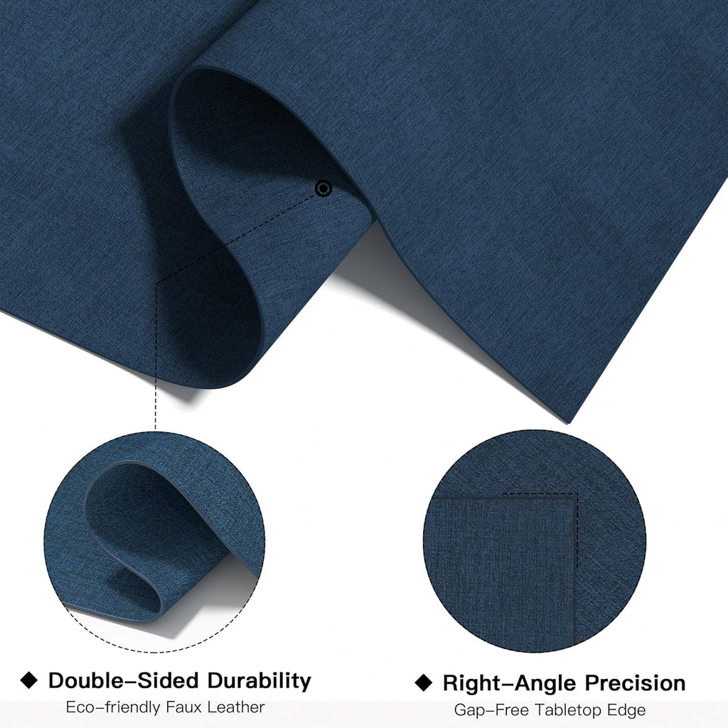 DOLOPL Placemats Set of 4, Reversible Wipeable & Heat Resistant Place Mats, Modern Faux Leather Table Mats for Kitchen, Neutral Waterproof Tablemats for Dining Table Decor, Wedding, Party(Navy Blue)