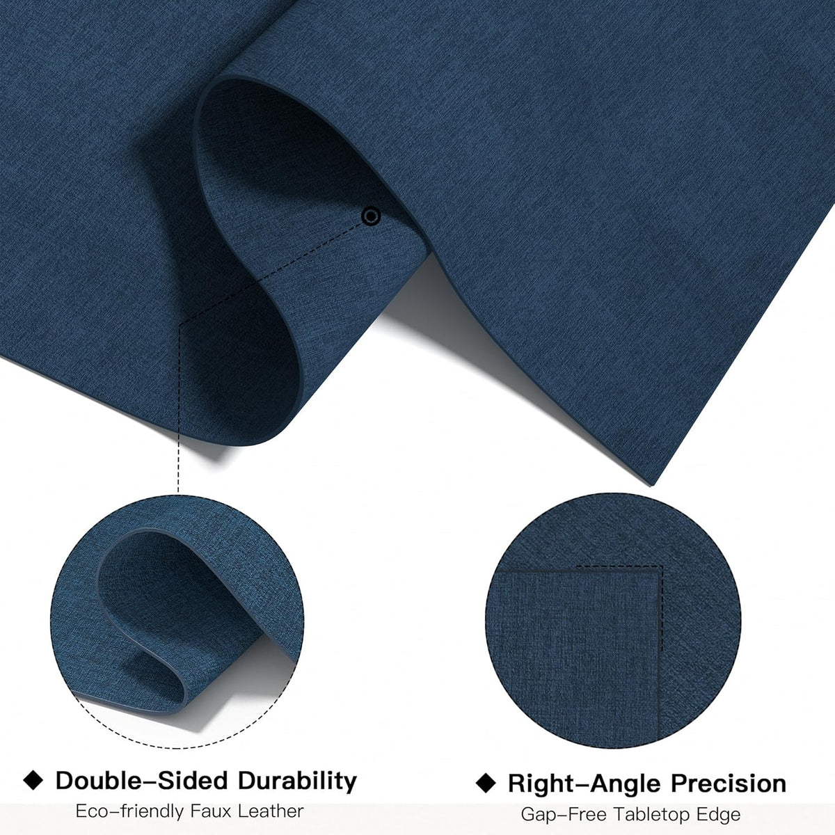 DOLOPL Placemats Set of 12, Reversible Wipeable & Heat Resistant Place Mats, Modern Faux Leather Table Mats for Kitchen, Neutral Waterproof Tablemats for Dining Table Decor, Wedding, Party(Navy Blue)