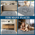 OLANLY Dog Door Mat for Muddy Paws 44x24, Paw Print Design Chenille Mud Mat | - Image 8
