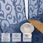 Furman Cafe Curtains 45 Inch Length 2 Panels Set, Elegant Geometric Jacquard - Image 2