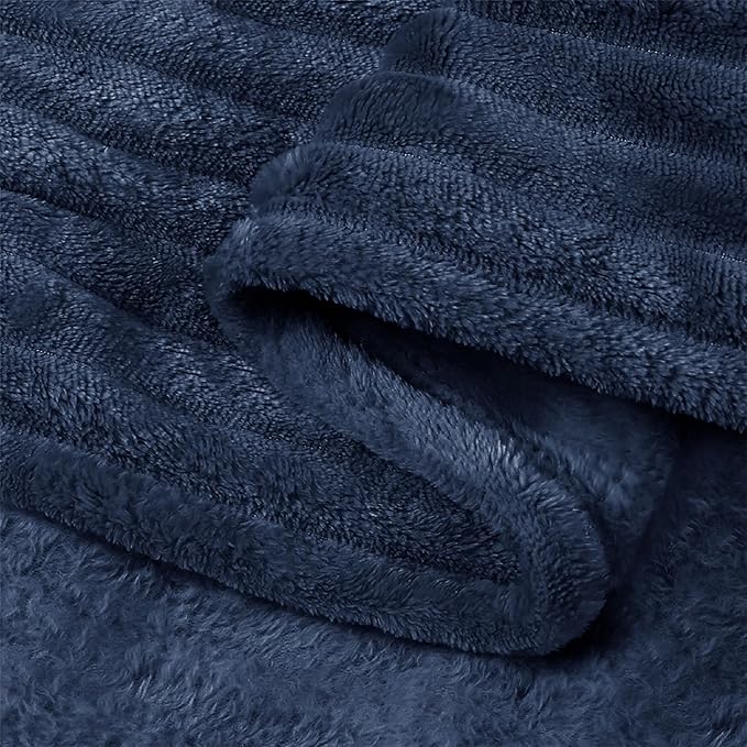 BEDELITE 3D Ribbed Jacquard Navy King Size Blankets - Image 5