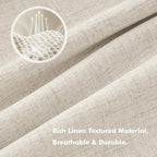 MIULEE 100% Blackout Linen Curtains 42 x 96 Inch Linen Beige 2 Panels | Thermal - Image 3