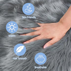 Grey Round Rugs for Bedroom, 4x4 Ft Fluffy Circle Area Rug for Kids Room - Image 3