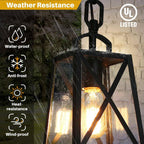 LOG BARN Outdoor Pendant Light Fixture, Farmhouse Exterior Lights, Anti-Rust Ceiling Outdoor Light with Seeded Glass, Lantern Hanging Light for Front Door, Entry, Porch, and Gazebo