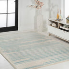 JONATHAN Y Khalil Modern Berber Stripe Cream/Turquoise Indoor Area Rug - Image 5