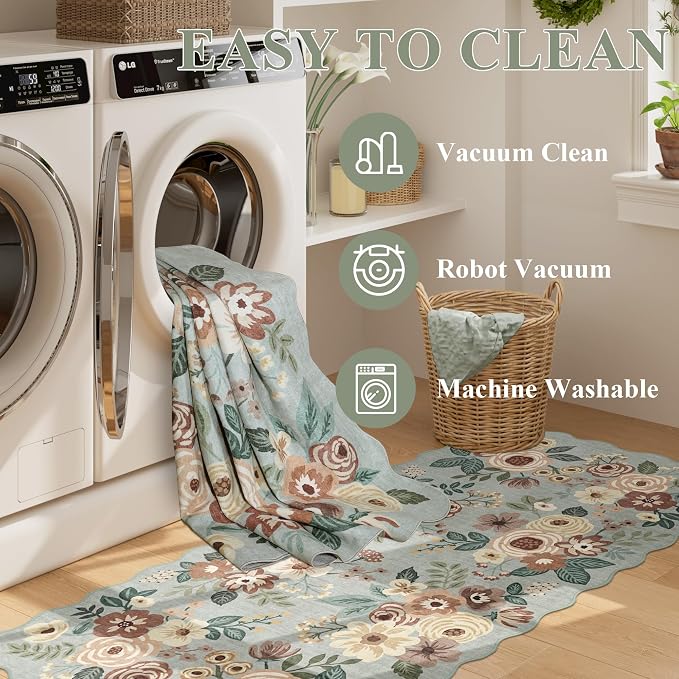 DUKINO 2x6 Runner Rug, Floral Washable Rug - Image 6