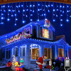 132FT 1332 LED Outdoor Christmas Lights - 296 Ice Drops, 12 Pro Modes with Timer Memory & Brightness, Waterproof Hanging Ice String Light for Holiday Wedding Garden Fence House Decor (Blue)