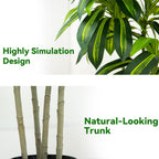Artificial Dracaena Tree Artificial Silk Tree Faux Tree Fake Tropical Yucca Floor Plant with White Tall Planter (1, White Tall Planter, 5FT)