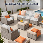 14Pcs Patio Cushion Covers, Outdoor Stretch Cushion Covers, Washable | Stretch - Image 4