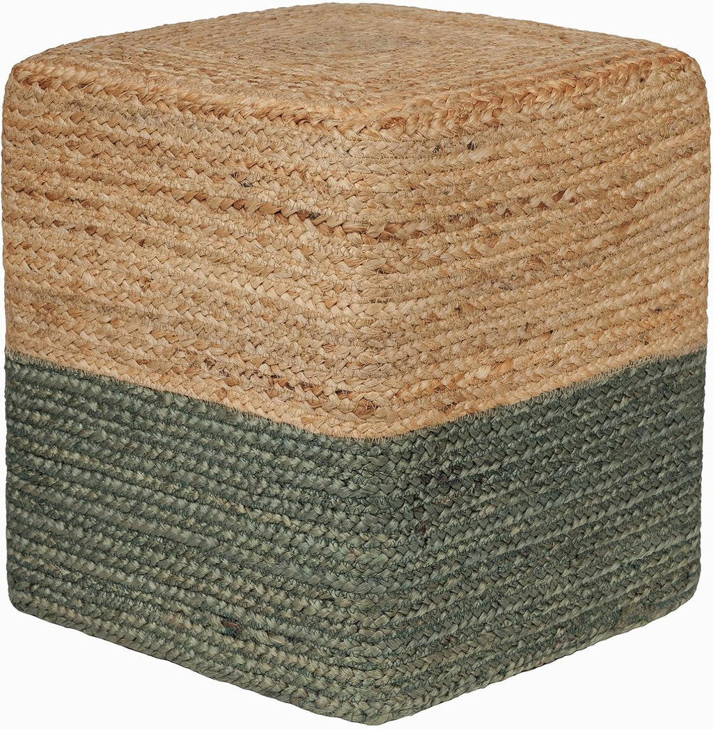 REDEARTH · Cube Pouf Foot Stool Ottoman - Jute Braided Pouffe Poof Accent Sitting Footrest for The Living Room, Bedroom, Nursery, Patio, Lounge - Set of 2 (14.5”x14.5”x16”; Natural Olive)