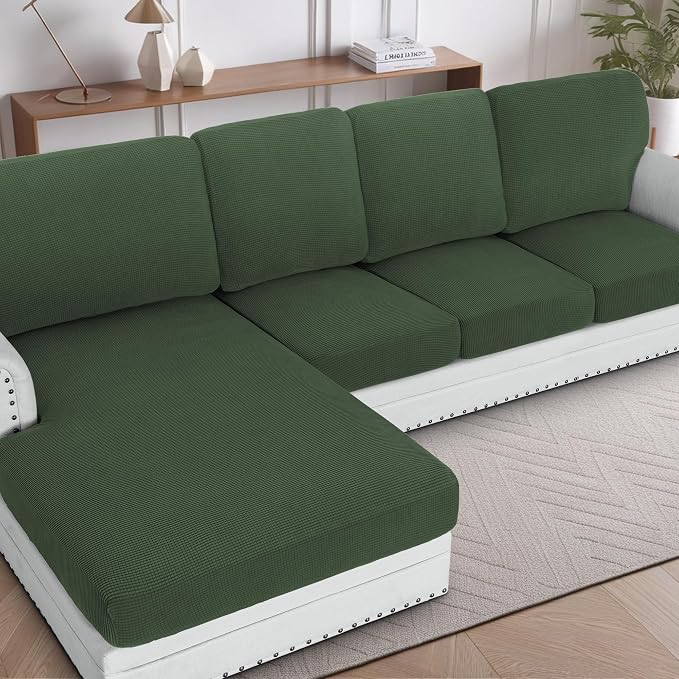 H.VERSAILTEX Sectional Couch Covers 1 Piece Chaise Slipcover L Shape Separate by HVERSAILTEX