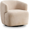 Swivel Accent Chair, Chenille Barrel Chair for Living Room, Cozy Round Boucle Arm Chair, Metal Base for Club Nursery Bedroom, Beige