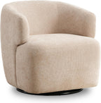 Swivel Accent Chair, Chenille Barrel Chair for Living Room, Cozy Round Boucle Arm Chair, Metal Base for Club Nursery Bedroom, Beige